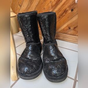 Black sequin UGG boots